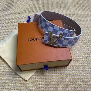 Louis Vuitton blue and white check belt